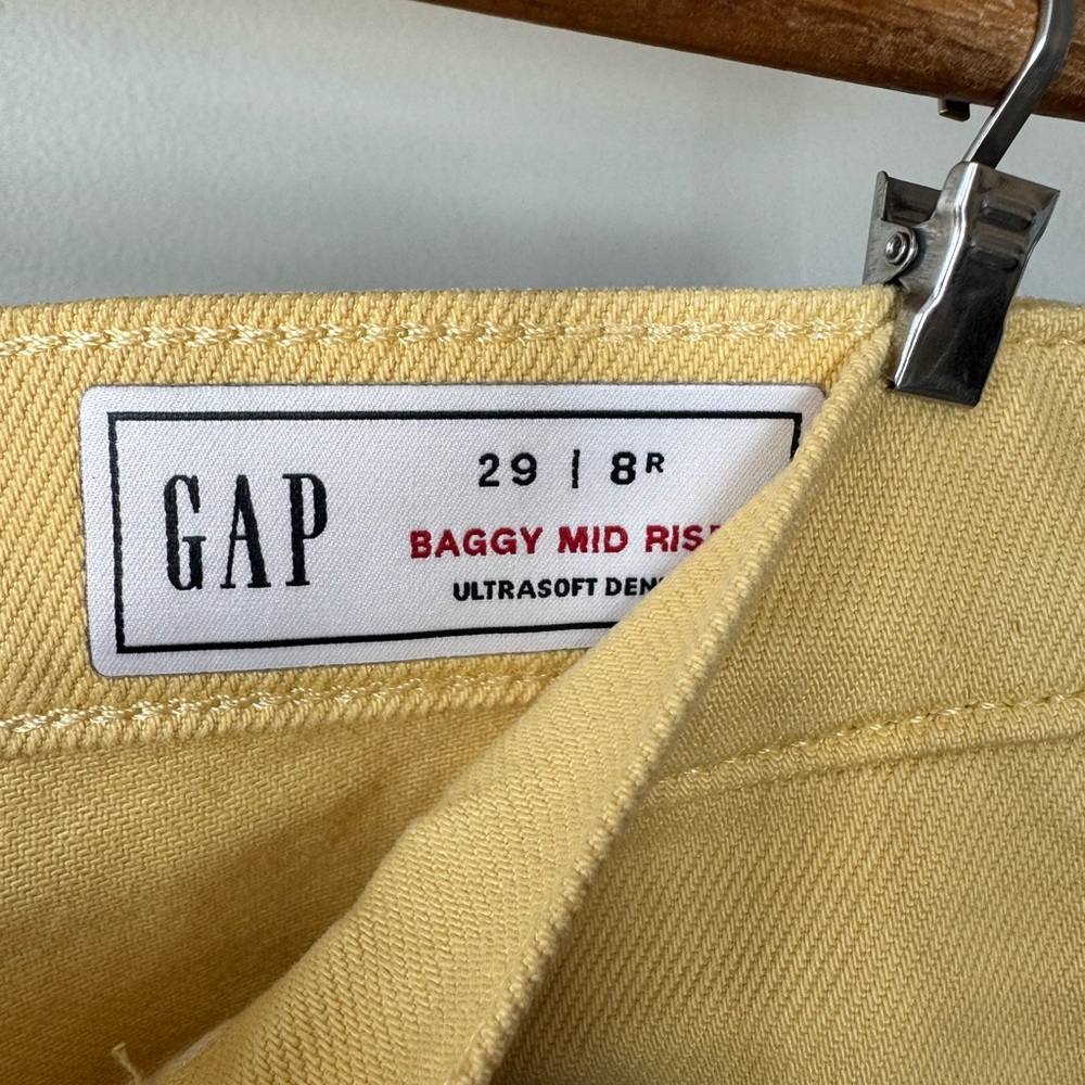 GAP Butter Yellow Baggy Mid Rise Wide Leg Jean in Ultrasoft Denim Sz 29 8 NEW - Picture 6 of 13